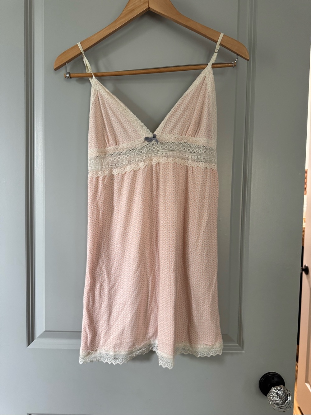 Vintage Women's Lace-Trim Pink Chemise Nightdress